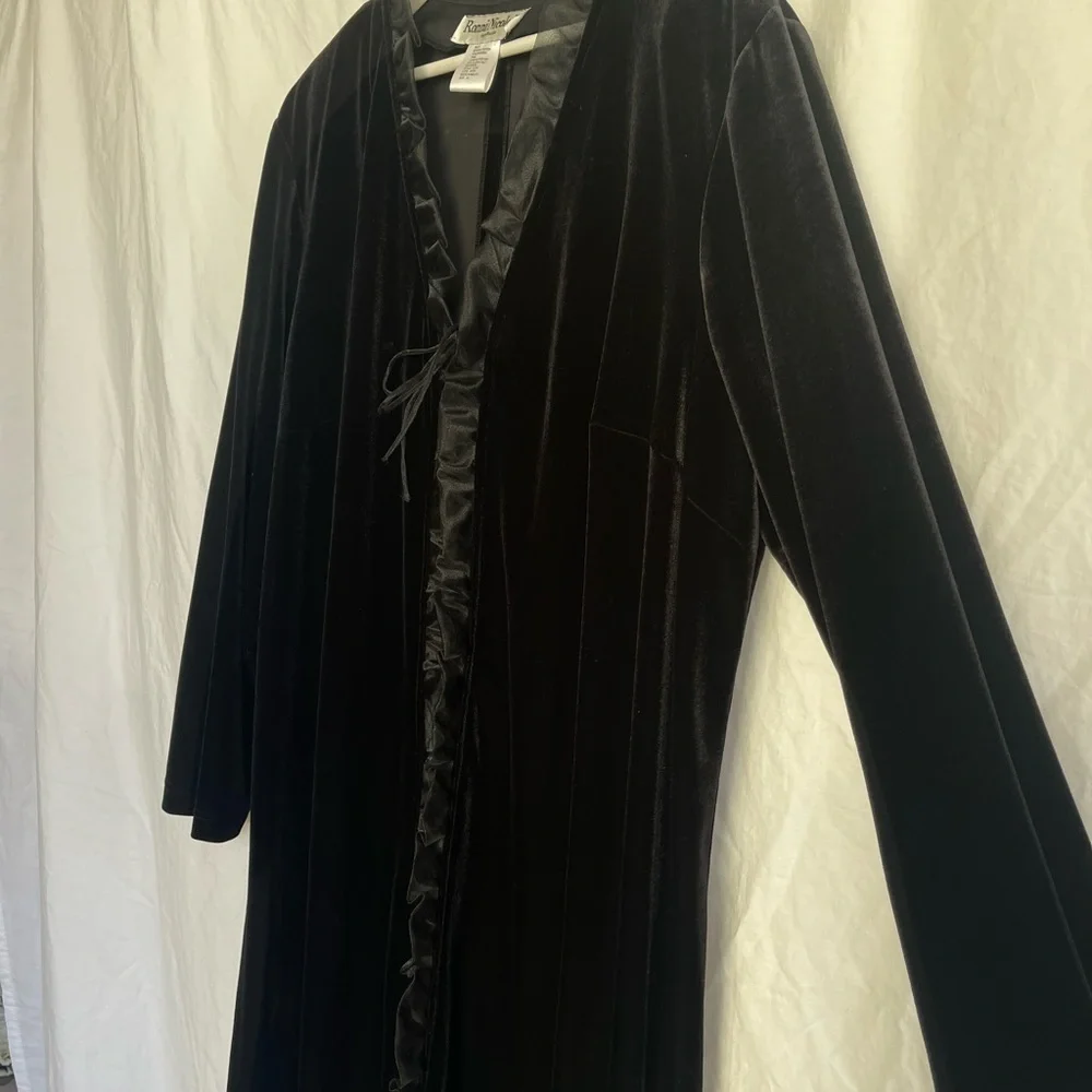 Vintage Ronni Nicole Velvet Ruffle Trim Duster kimono Romantic Gothic Size X3
